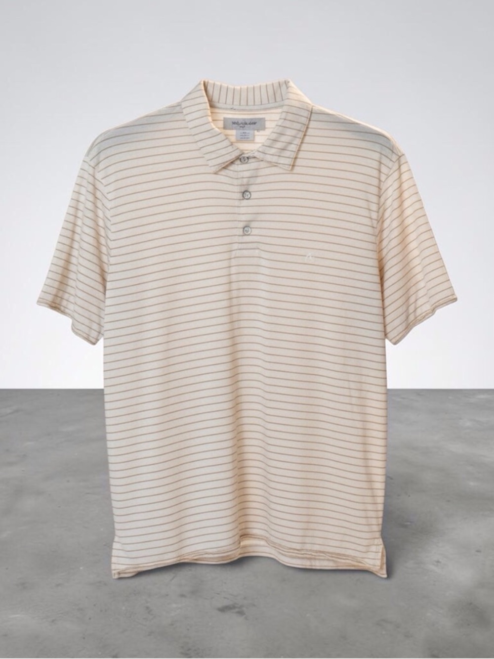 Rag & Bone NY Striped Polo Shirt XL Cream Tan Cotton Casual Luxury Summer